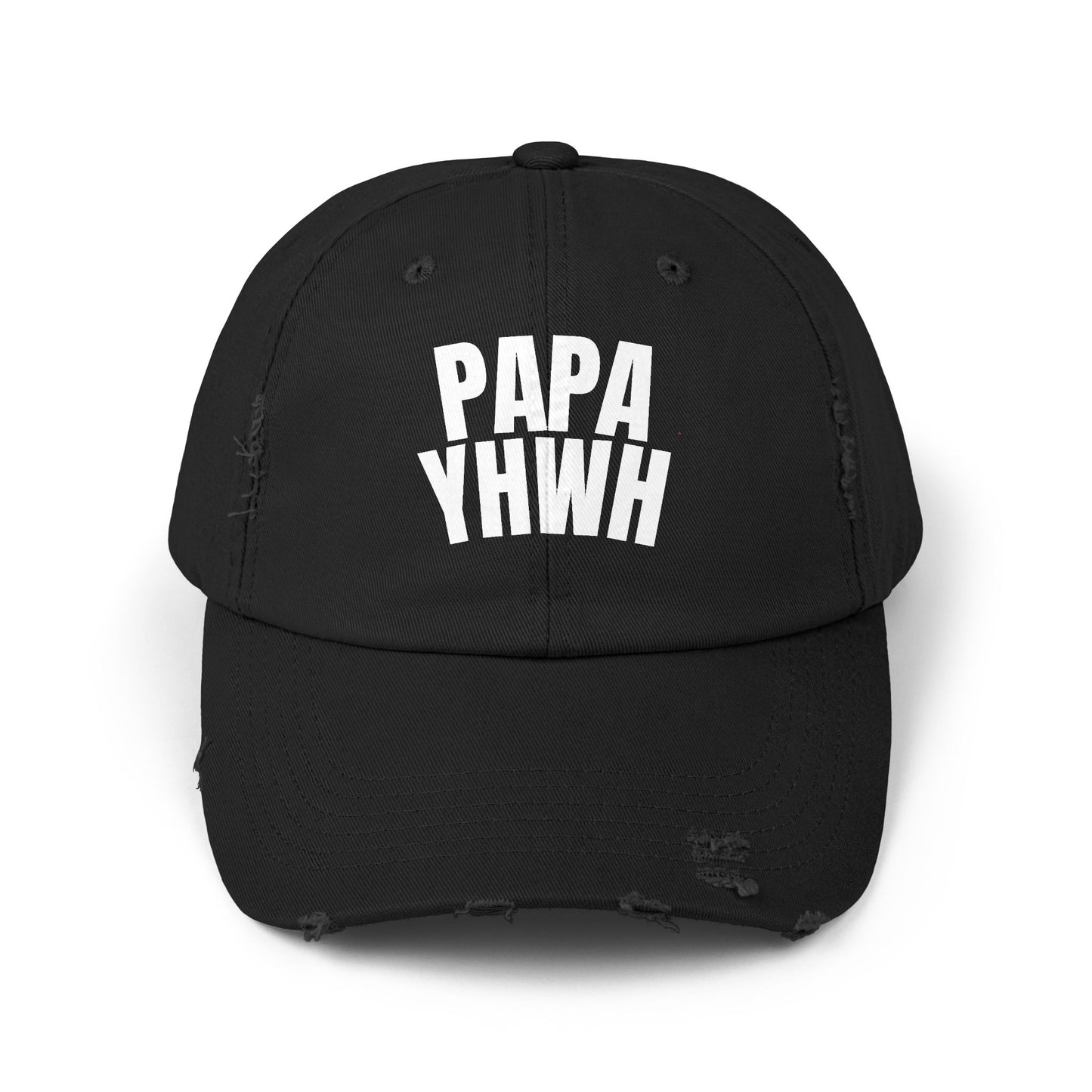 Papa YHWH Black Distressed Hat