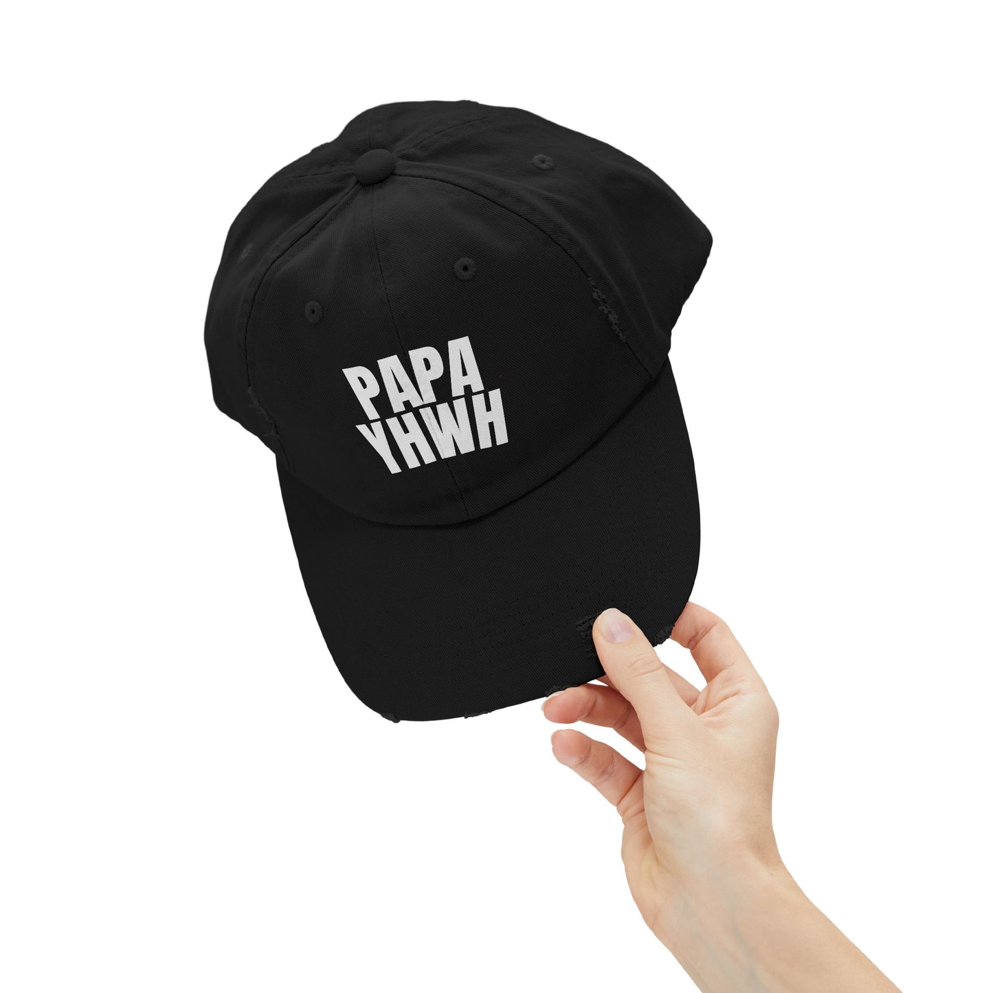 Papa YHWH Black Distressed Hat