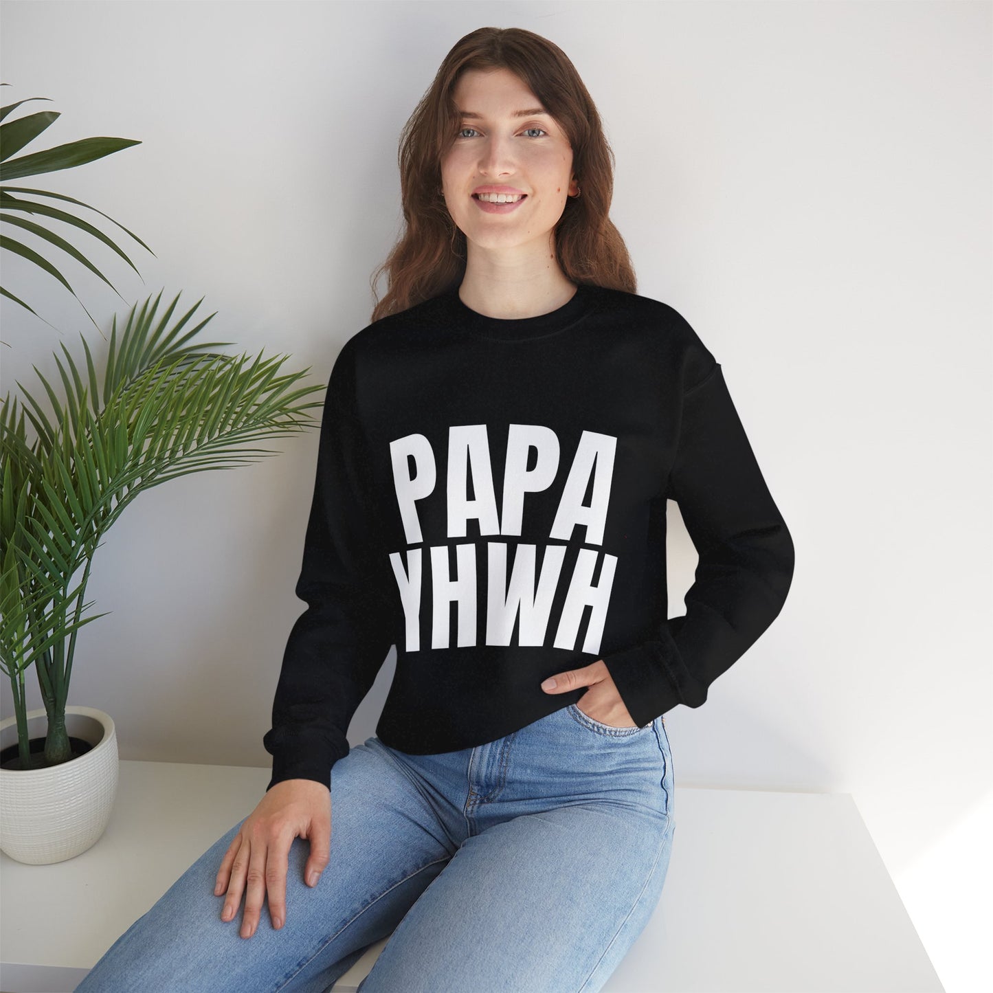 Papa YHWH Black Crewneck (Large Print)
