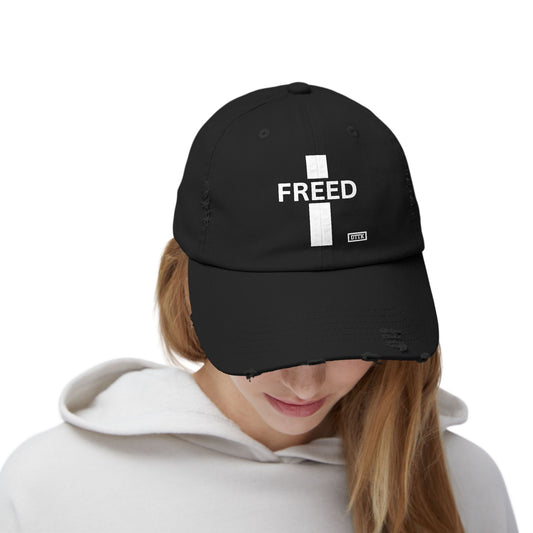 Black Freed Distressed Hat
