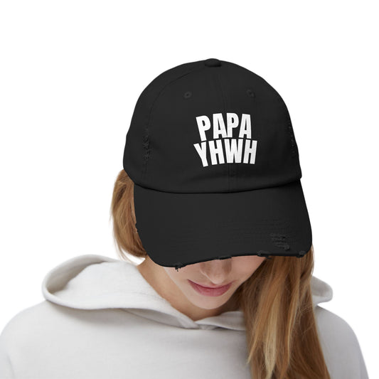 Papa YHWH Black Distressed Hat